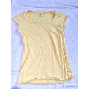 Aeropostale Butter Yellow Cap Sleeve 100% Cotton T Shirt Pocket Tee Size XL